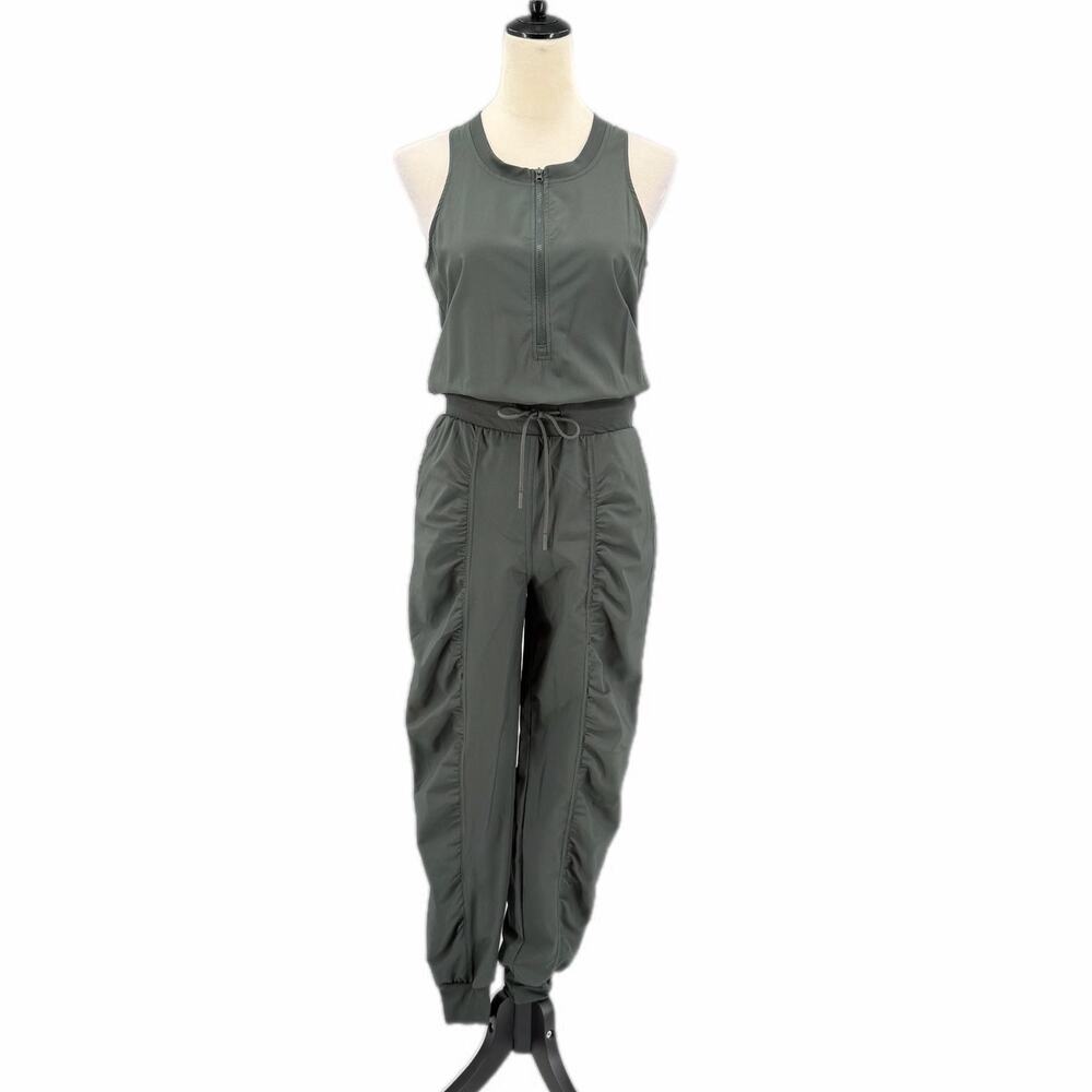 Mono B NEW Gray Athleisure Activewear Sporty Casual Jogger Daywear Chic Jumpsuit